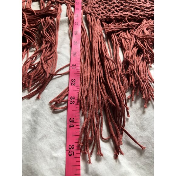 BLL New York Crochet Cardigan Women 3x Open Knit Fringe Festival Boho Hippie - Picture 7 of 8